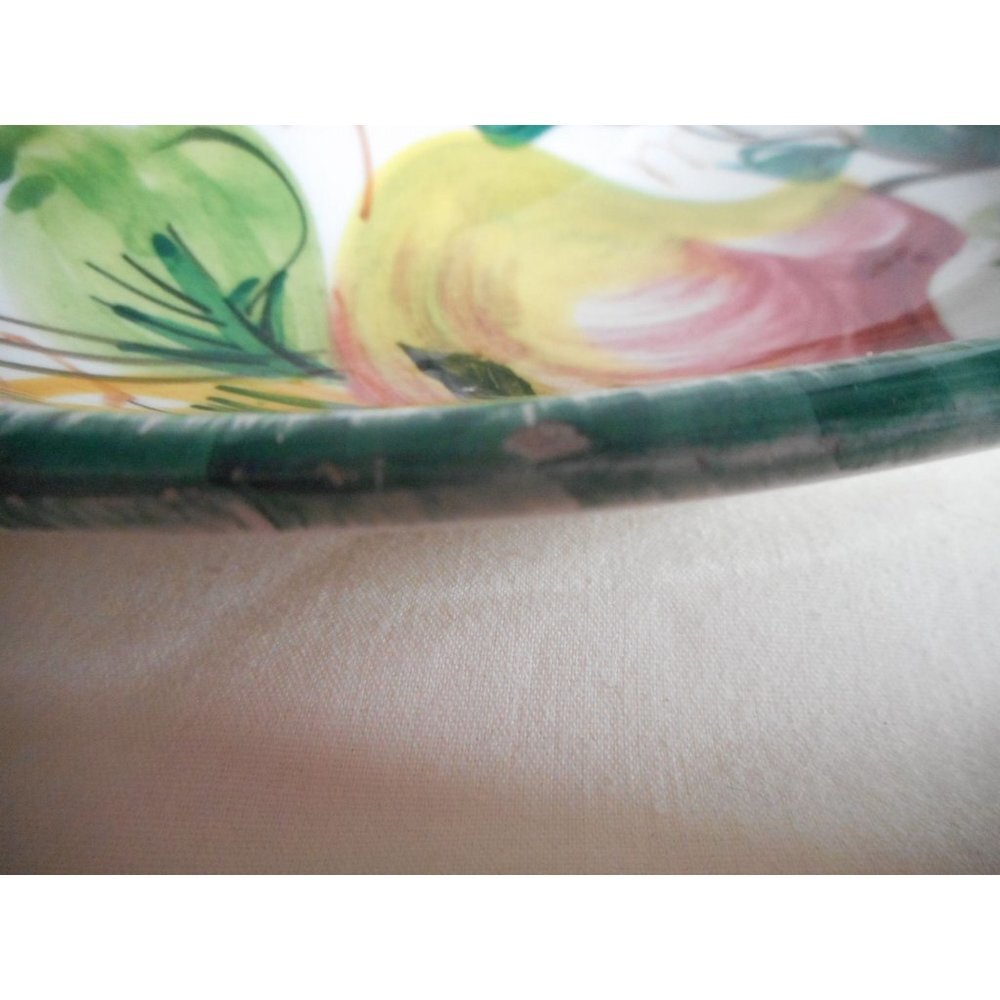 Vintage Italy Handpainted Fruit motif divided candy trinket nut dish Pear Apple - Picture 2 of 6